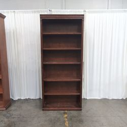Traditional Dark Wood Five-Shelf Bookcase