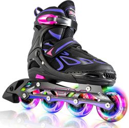 2PM SPORTS Adjustable Light Up Inline Skates for Kids & Adults – LED Wheels