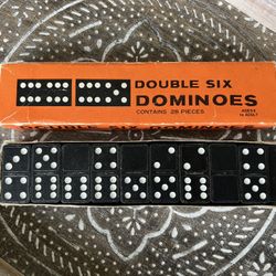 Vintage Double Six Dominoes In Original Box, 28 Pieces