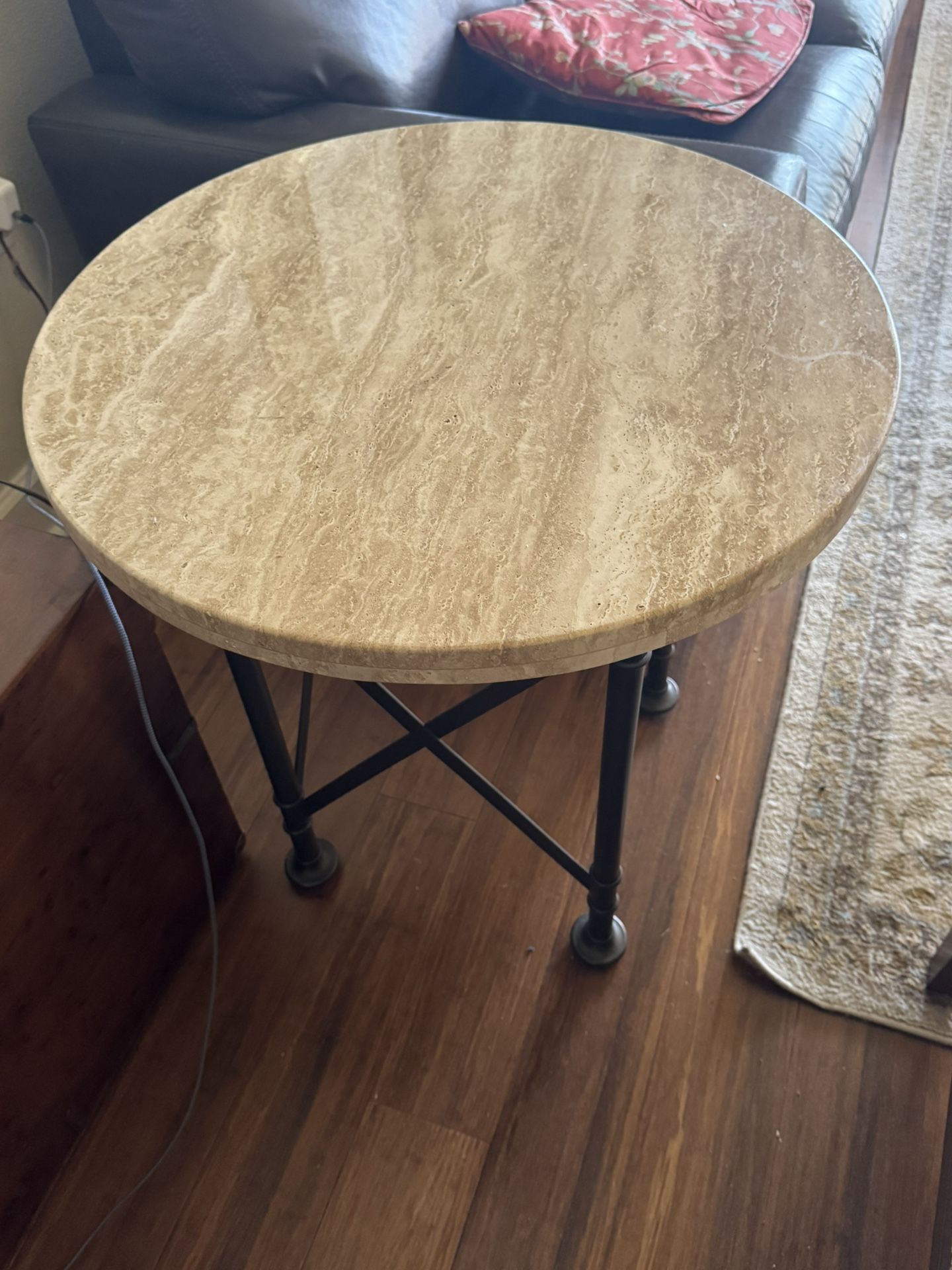 Marble And Iron End Table