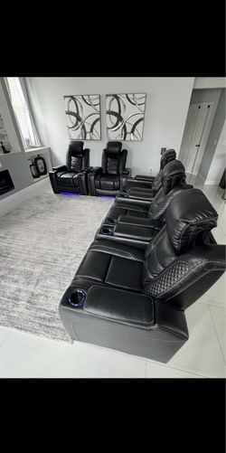 5 Ashley Power Recliner with Adjustable Headrest Set – (5 Recliners In Total)