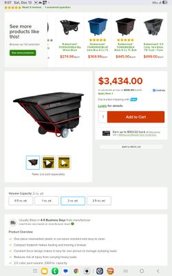 Tilt Truck - Poly Construction - 1.1 yd - Heavy Duty - Black - 2100 lbs Load Capacity
Item number: 