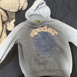 Sky Blue Rhinestone Sp5der Hoodie