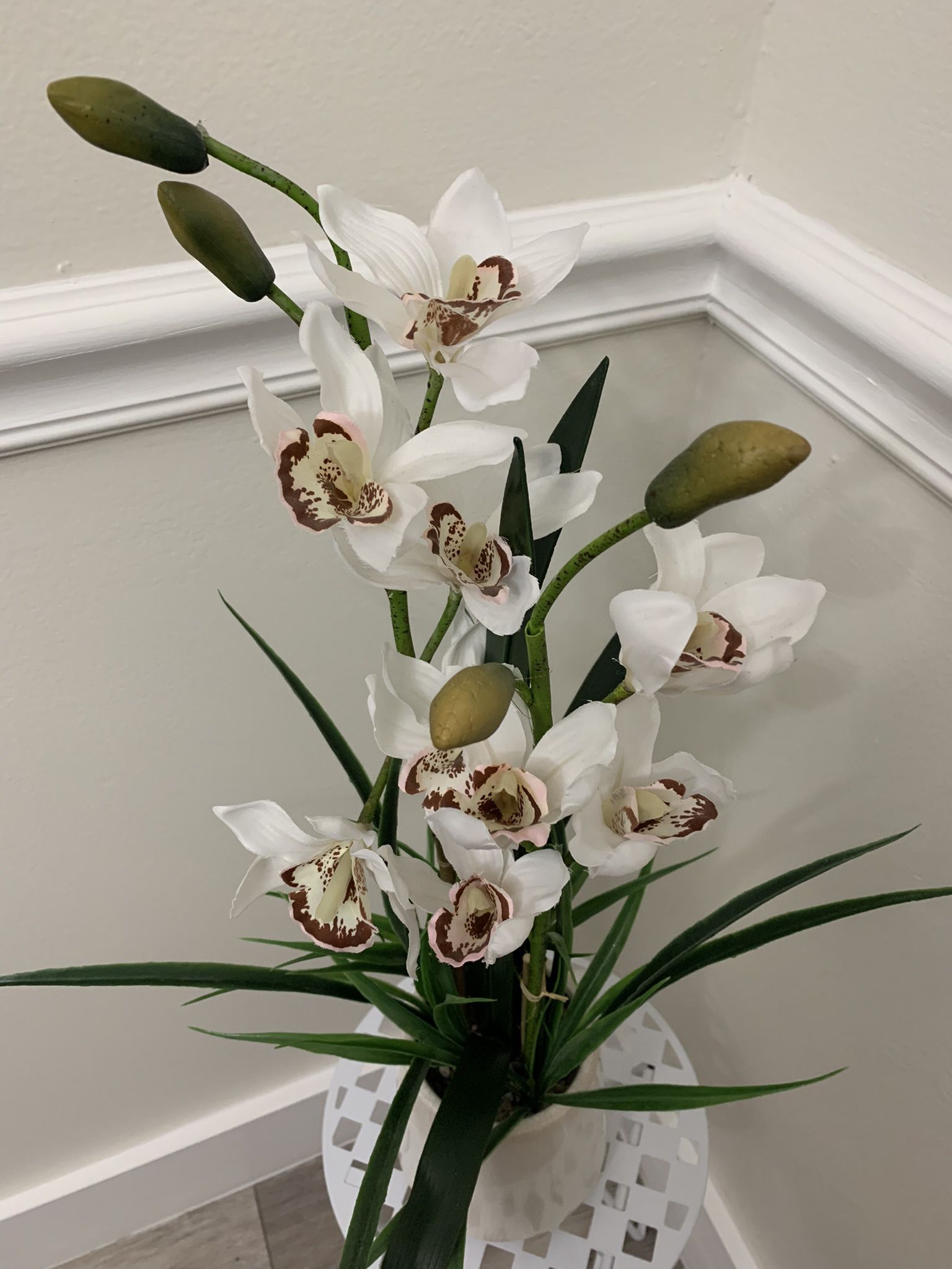 Artificial  White Orchid Plant With Pot
