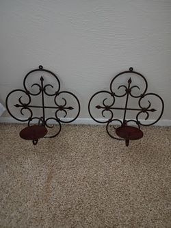 Metal Wall Candle Holder (Set Of 2) 12 In.Ea