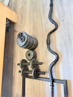 Adjustable Dumbbell & EZ Curl Bar Weight Set – Great Condition