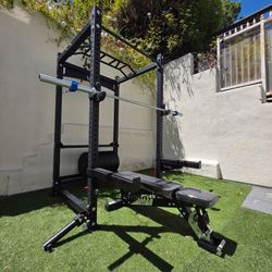 New Vesta Pr3000 Squat Rack | 230lbs Bumper plates | Adjustable Bench | Barbell | Plus Attachments Seen | FREE DELIVERY 🚚