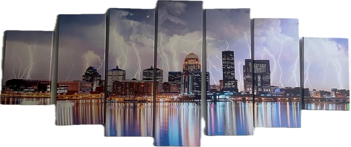🖼️ 7-Piece Artbrush Tower Louisville Cityscapes Canvas Print