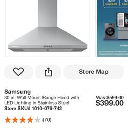 Samsung 30 in. Wall Mount Range Hood with LED Lighting in Stainless Steel