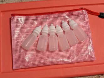 (1/3/6) 6 mini empty refillable dropper bottles in water proof bag