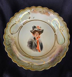 Antique 1907 Philip Boileau Lady Demure Collector Plate --Sterling China 8.5"
