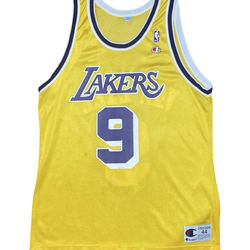 Vintage 90s NBA Los Angeles Lakers Nick Van Exel #9 Champion Jersey Size 44 Large Yellow Purple – Worldwide Shipping