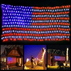 NEW American Flag LED Lights, 420 LEDs Net Light Up Flag Outdoor Waterproof