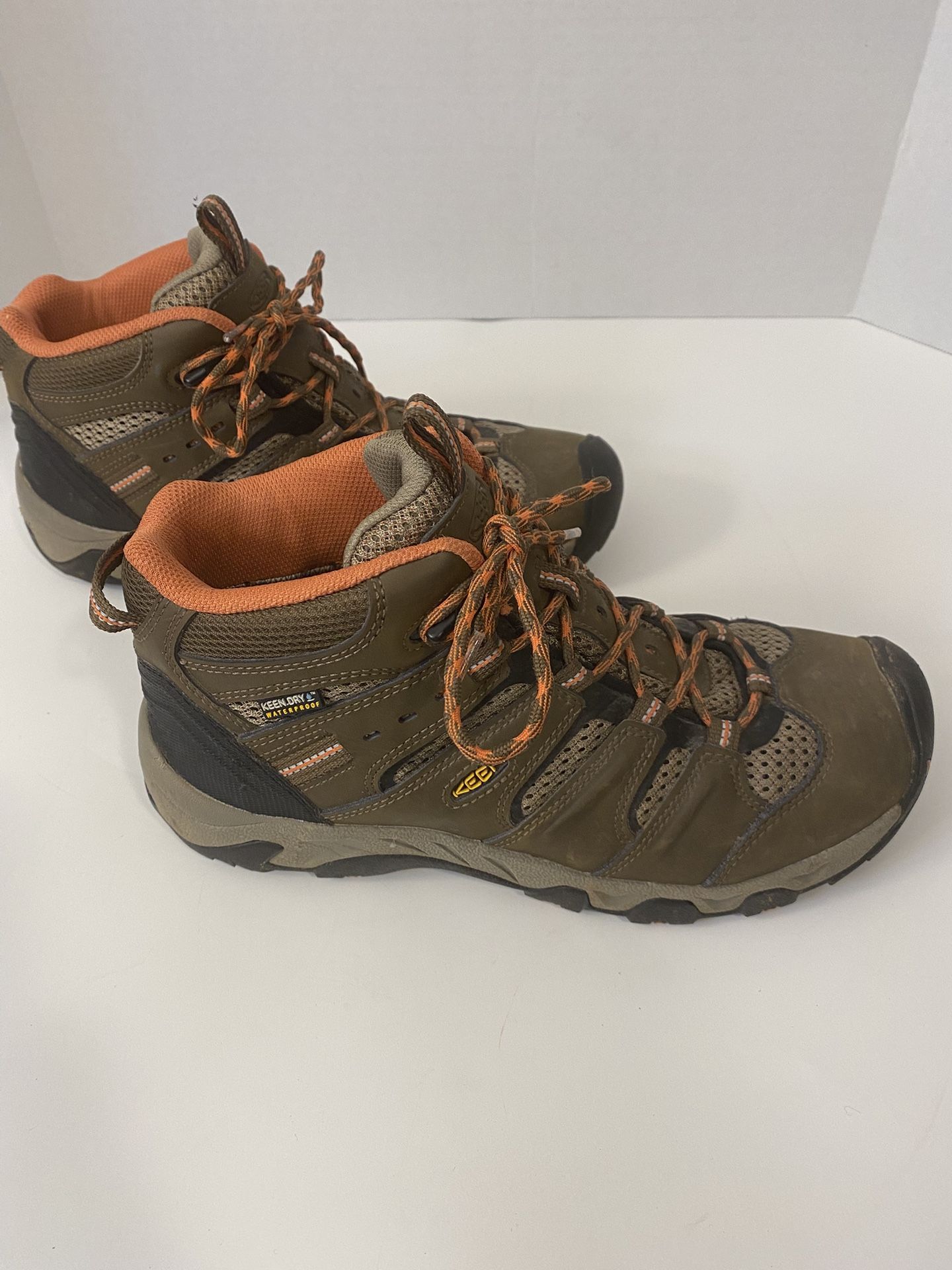 Keen Dry Womens Koven Waterproof Mid Hiking Boots Size 9; Dark Earth Brown & Orange Accents