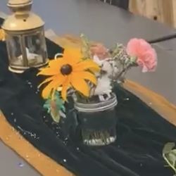 9-Gold Glitter Mesh Fabric Runners 