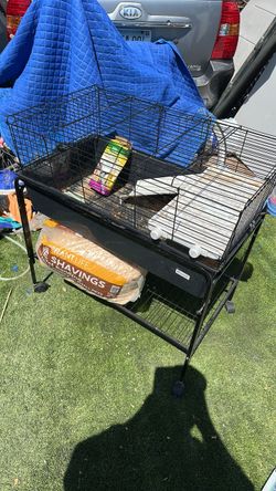 Paw Hut Rabbit cage with food and accessories 34 inches long by 34 inches high and 19 inches wide