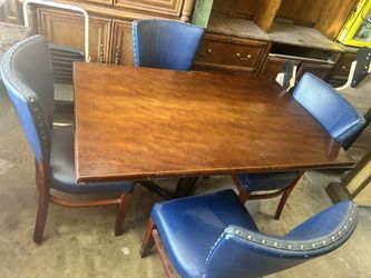 Table With Four Lathered Chairs 30x48