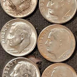 Lot of 10--1959P Silver Roosevelt Dimes 