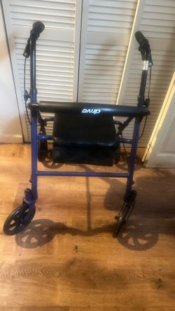 Drive Medical Rollator Walker with Seat - Stable Mobility Support - Height Adjustable - Durable Steel Frame Construction - Smooth 7.5" Wheels - Foldab