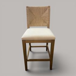 🪑NEW Beacon Bohemian Bouclé Counter Stool 24" - Cream/Light Brown - Woven Back🪑