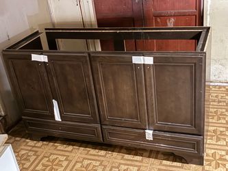Dark Brown Wood Bathroom Vanity Cabinet