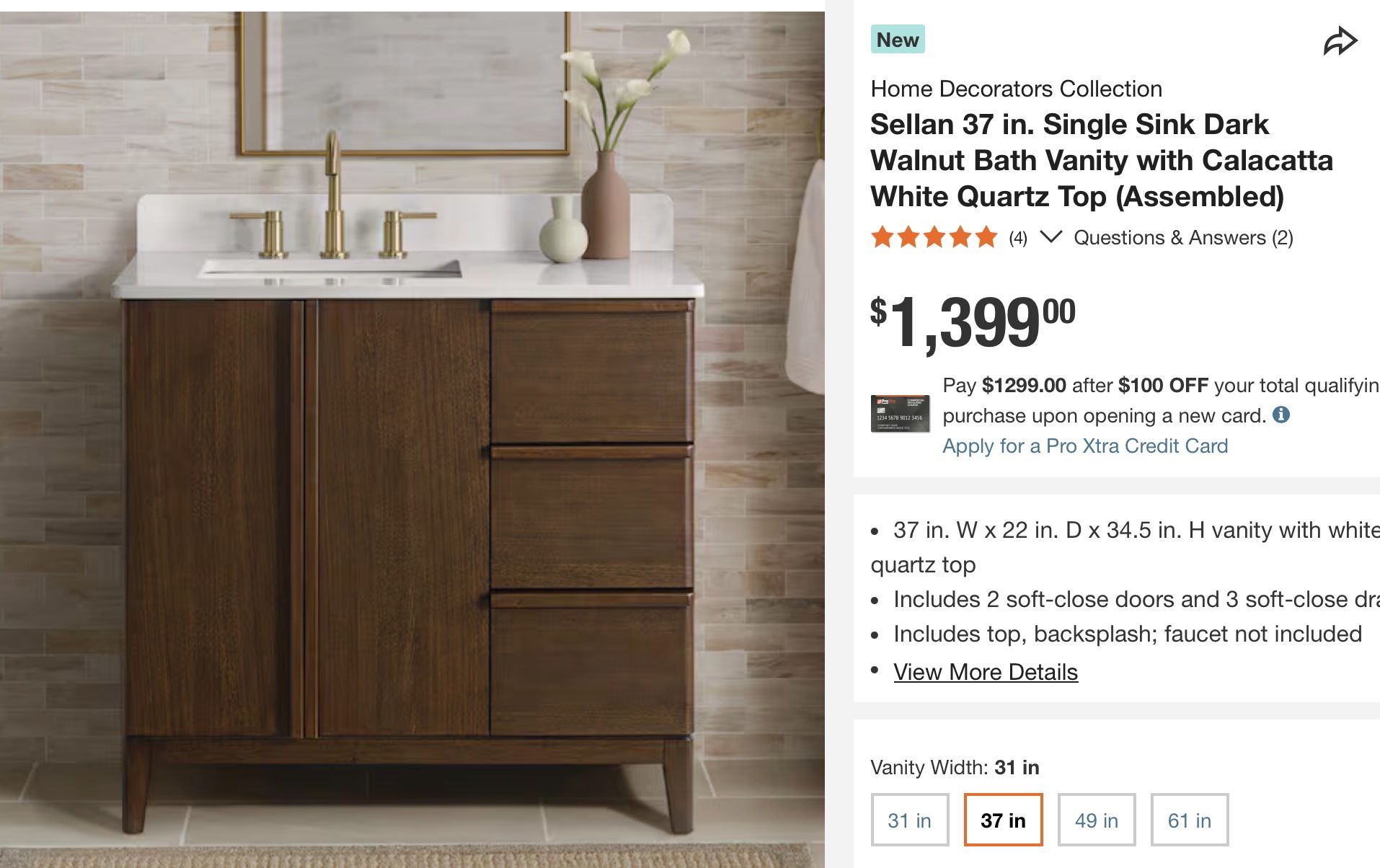 New In Box: Solid Wood 42” Vanity with Undermount Sink & Soft Close Hardware