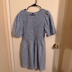 Old Navy Blue Striped Smocked Mini Dress