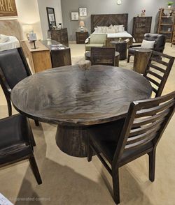 Modern Rustic 5-Piece Dining Set in Solid Natural Wood