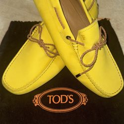 Tods Yellow Nubuck Leather Gommino Driving Loafers Size 7