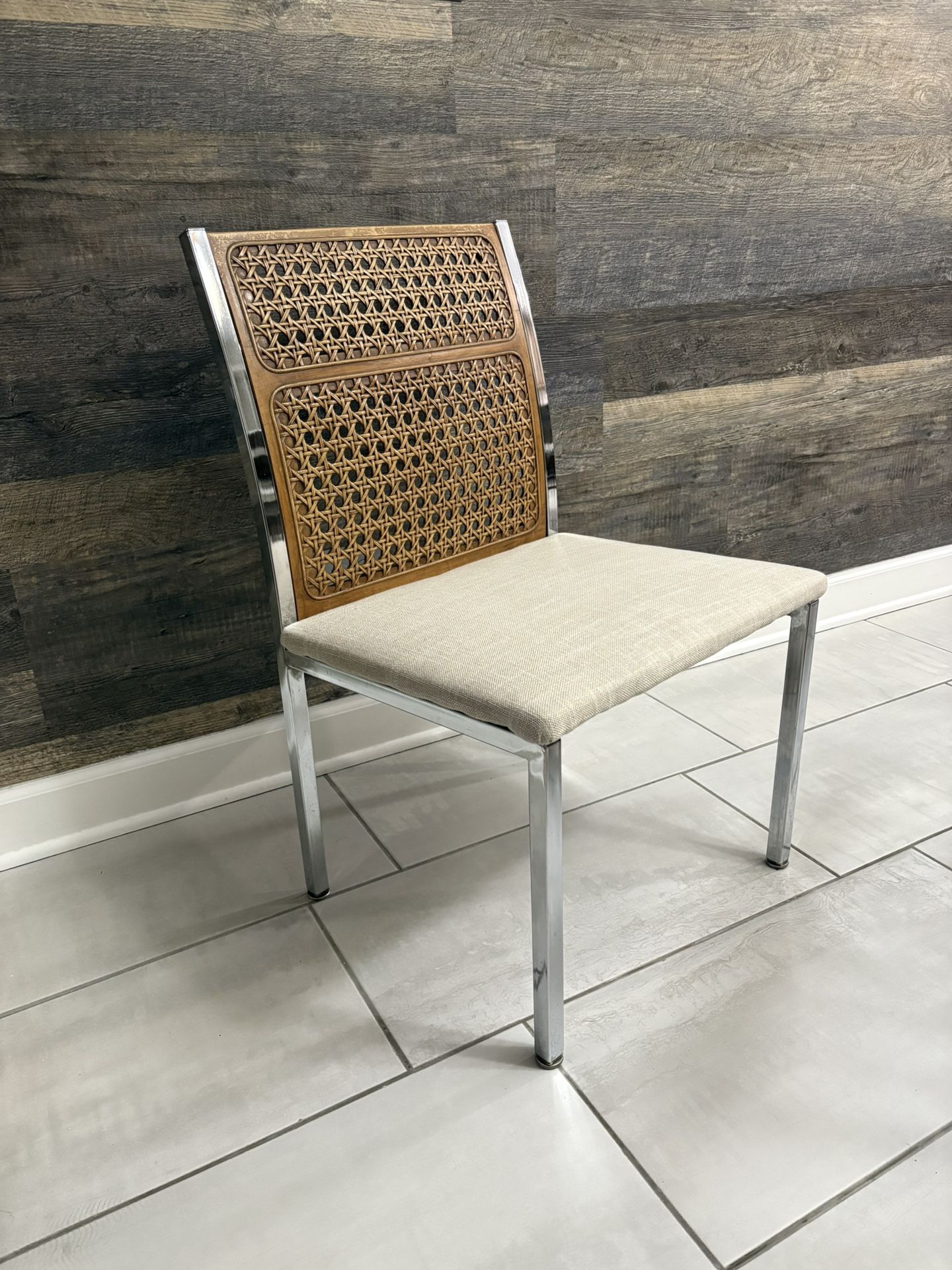 MCM HOWELL Chrome And Faux Caned Dining Room Chairs