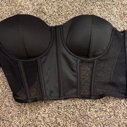 Black Corset Top Medium Strapless