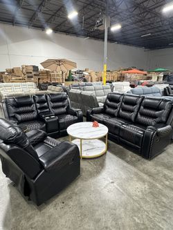 Premium Black And Brown 2 Tones 3Pcs Living Room Set