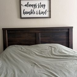 Dark Brown Wooden Bed Frame QUEEN