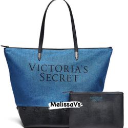 New Victoria’s Secret Denim Tote with Small Wristlet