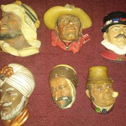 6 Boson Chalkware Head Plaques