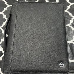 New Black Zipper Portfolio Binder w/ Notepad & Organizer