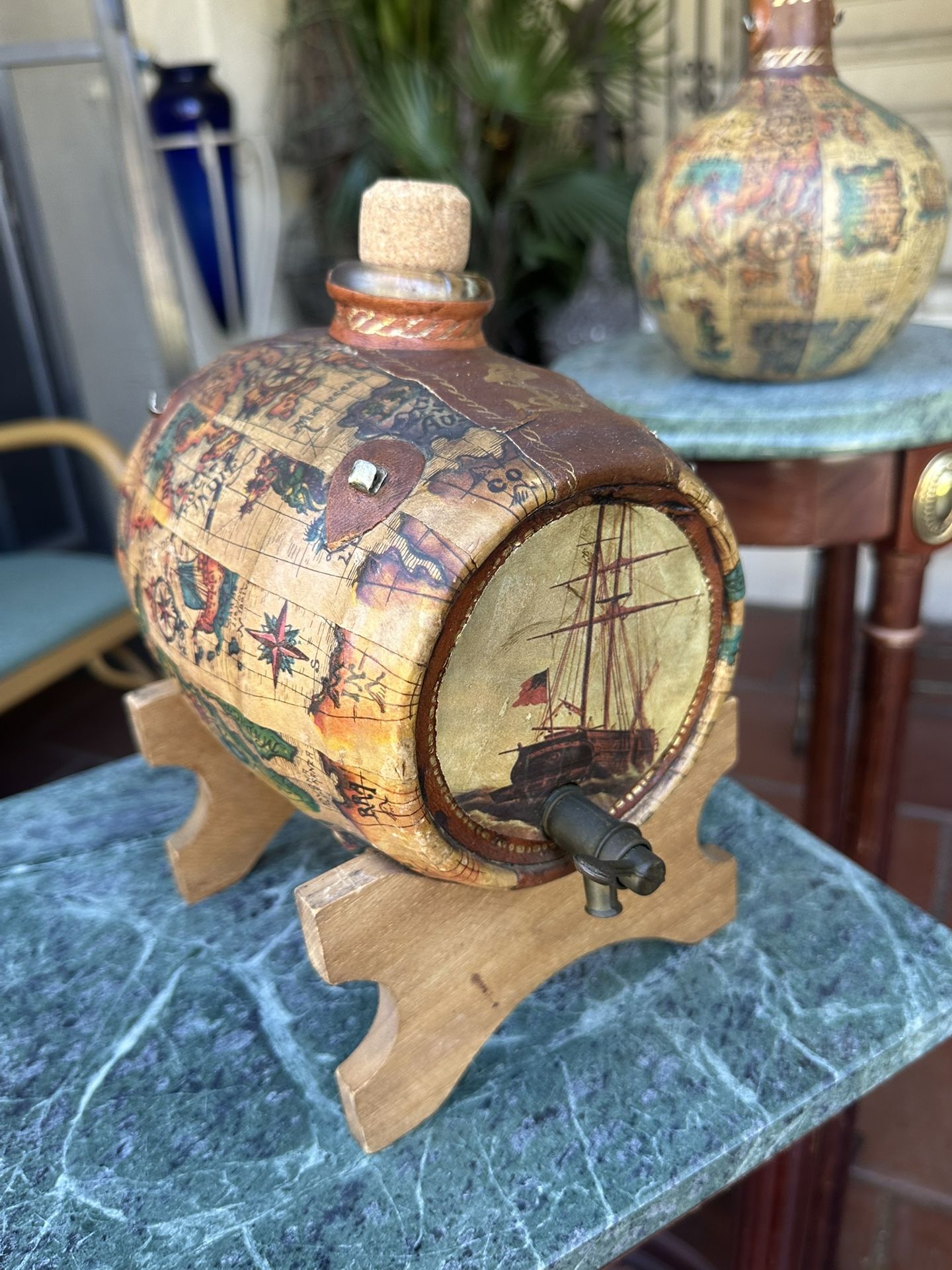 Vintage Leather Wrapped  Barrel  Made In Italy 