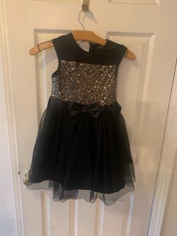 Girls’ Black and Gold Sequin Party Dress Size 7 – Lilt