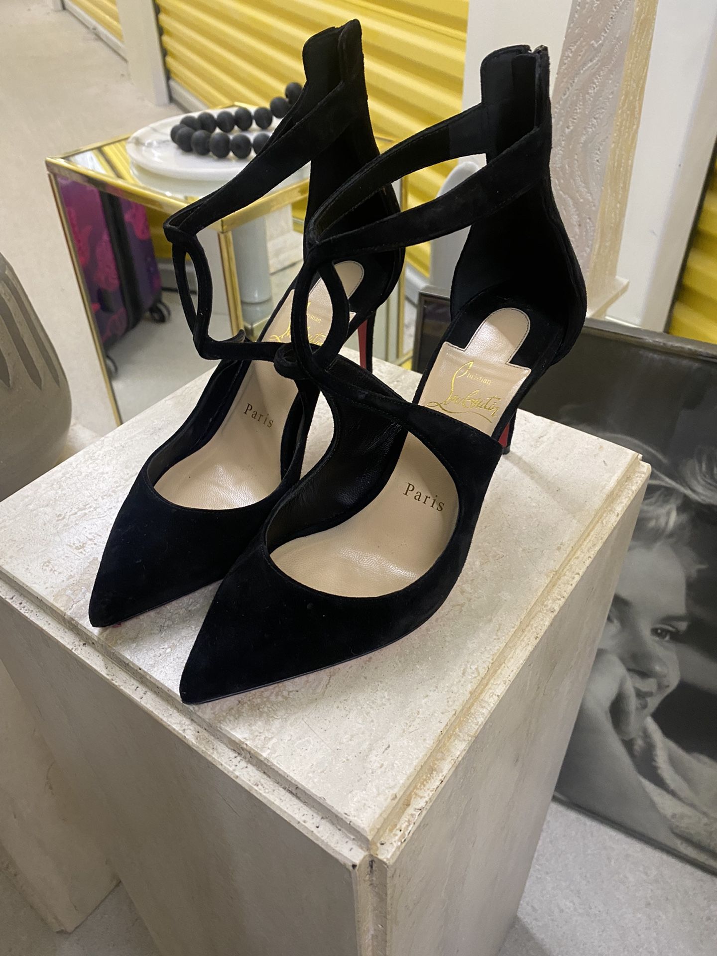 Christian Louboutin 6.5 Suede Heels. 