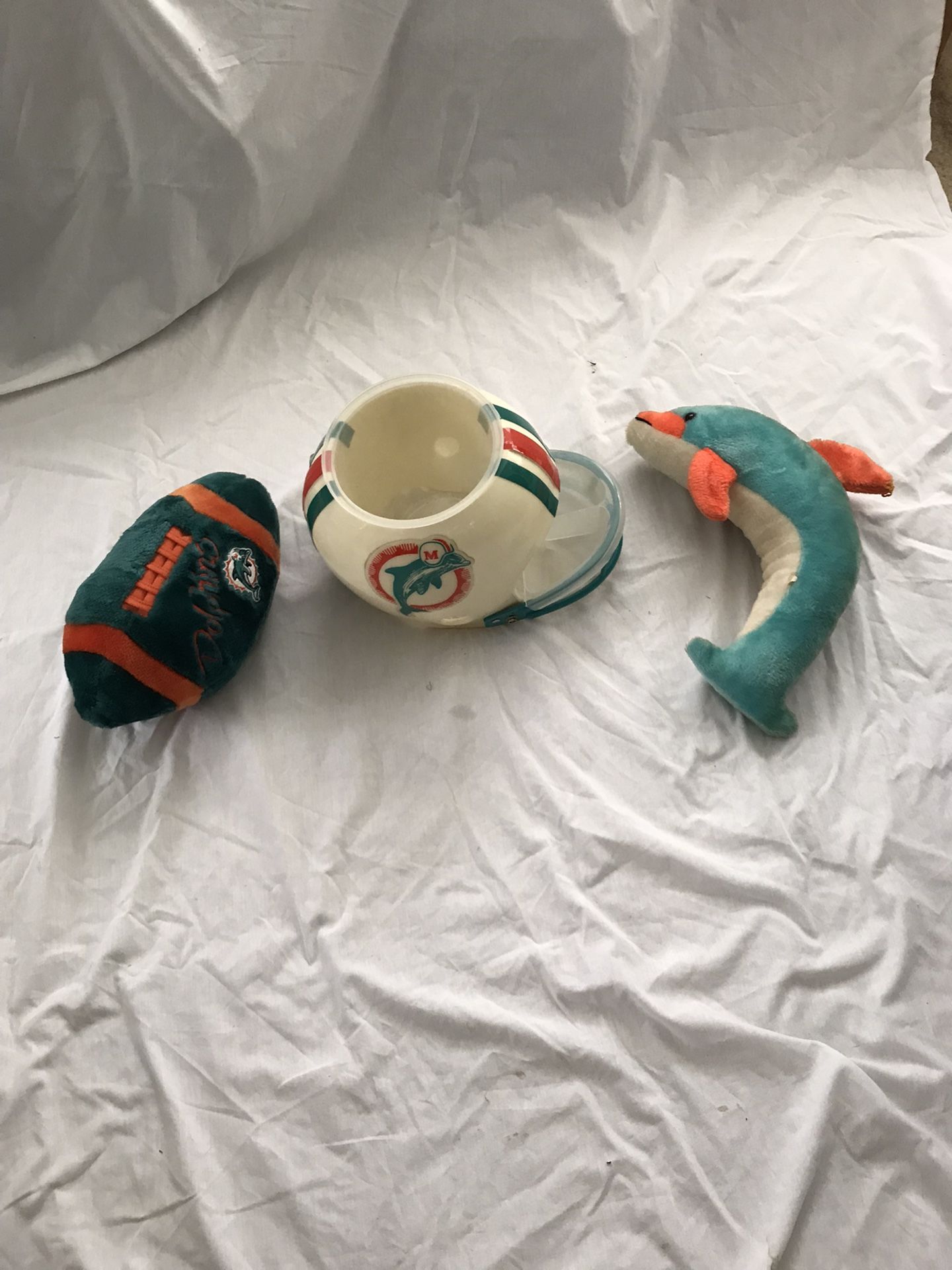 Miami Dolphin Chip & Dip & Stuffed Football And Dolphin Toy