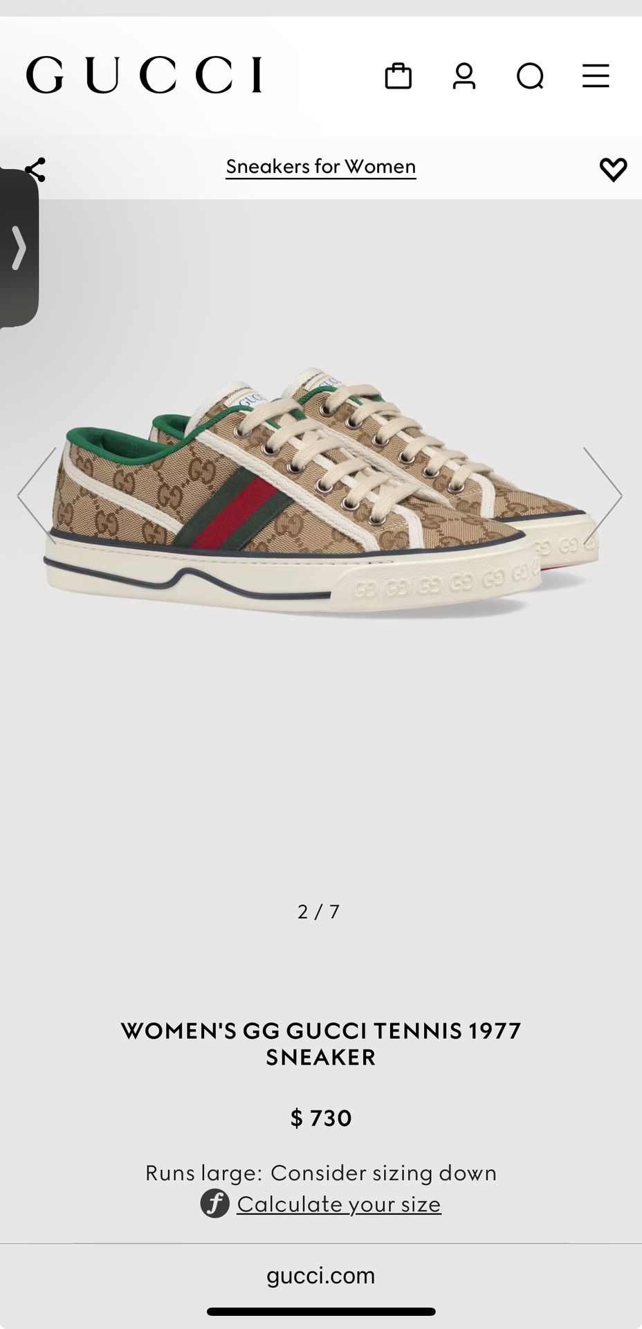 gucci Tennis 1977 Shoes Size 38!