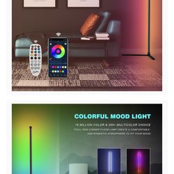 Smart Floor Lamp, Music Sync Color Changing LED Corner Floor Lamp,RGB Full Spectrum with 16 Million Colors- APP Control,24-Keys IR Remote Control 61.4