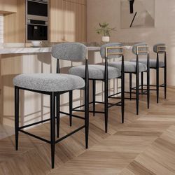 4-Piece Boucle Upholstered 25.8'' Counter Stool , counter chairs , bar stools (Set Of 4)