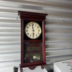 Coca-Cola Wall Clock with Pendulum – Vintage Style Advertising Clock 