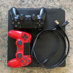 PS4 Slim W Two Controllers And Power Cord!