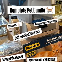 Complete Pet Bundle - Litter Box, Feeder, Carrier + 1 Yr Free Litter- MUST SELL