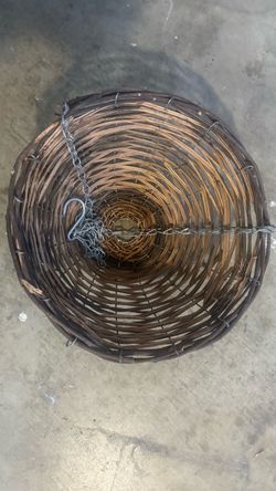 handwoven round hanging planter basket