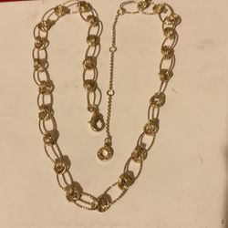 20” Gold Tone Opened Knotted Link Necklace, By Anne Klein