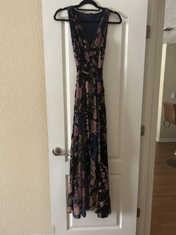 Baltic Born Lennon Navy Velvet Dress With Floral Size XS