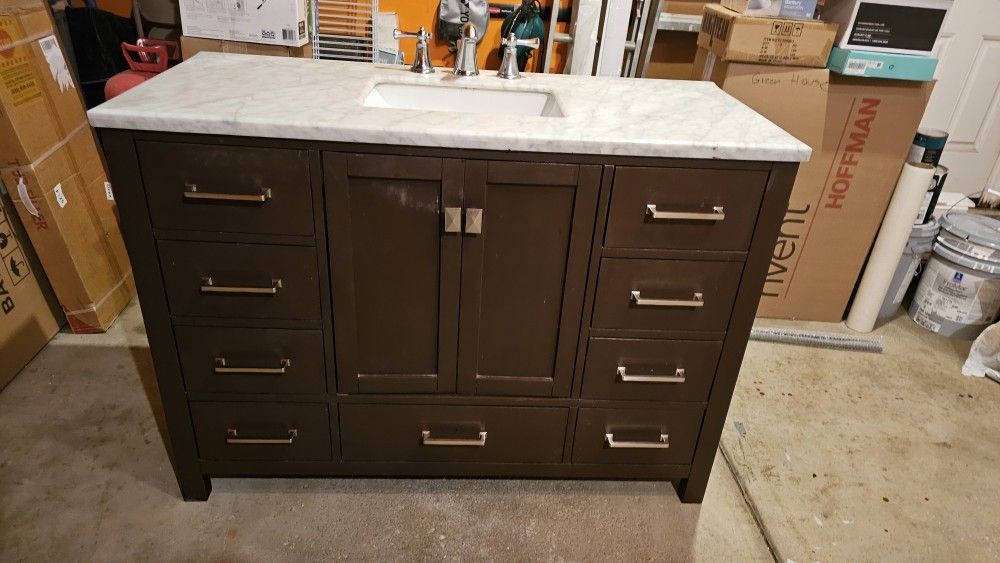 48" vanity with countertop and faucet